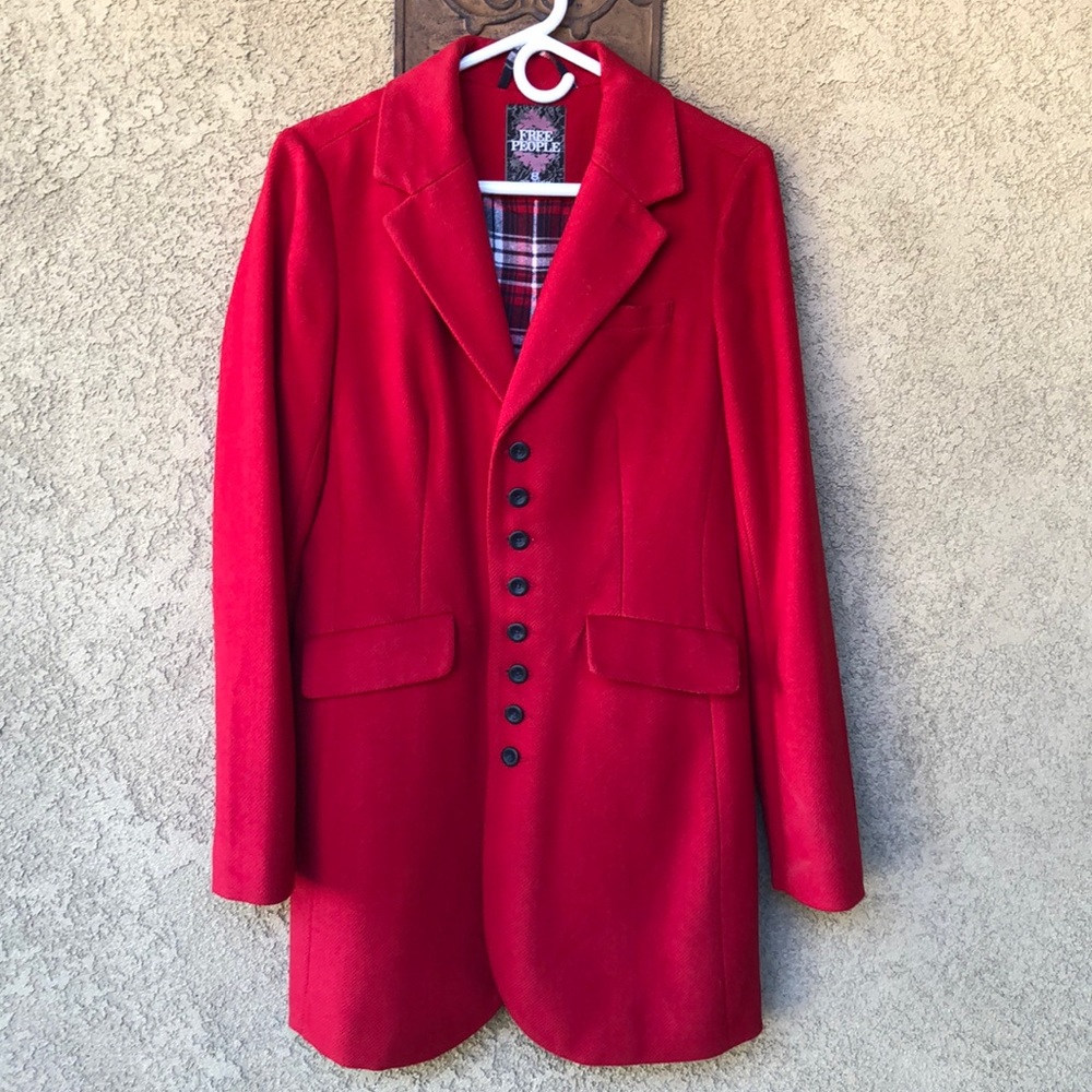 NWOT Free People Women Red Overcoat Size 8